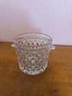 Vintage Crystal Glass Ice Bucket Barware Handles Diamond Pattern Antique Art