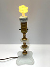 1940s Vtg Art Deco Table Lamp Frosted Opaque Glass   Brass 9  - No Shade Tested