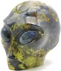 Charming Hiso Jasper Alien Skull With Labradorite Gemstone Eyes Star Being