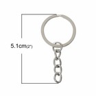 Key Chains Round Silver Tone New One Inch  5 1cmx2 4cm 2 x1   Wholesale Lot