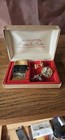Vintage Scripto Vu Lighter Lighter Cuff Links Tie Clip Jewelry Set