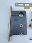 Complete Antique Brass Exterior Entry Lock Set W Thumb Latch   Key  Corbin