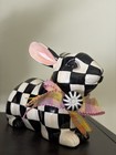 Mackenzie Childs Resting Bunny - Courtly Check     Repaired Ear  see Description 