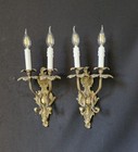 Vintage Antique French  Brass 2 Lights Sconce Wall Lights 