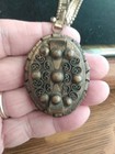 Rare Antique Large Victorian Brass Book Chain Necklace 20 Inches   Pendant 