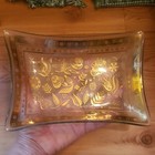 Mcm Vintage Glass Tray Dish Georges Briard Gold Floral Persian Garden Design