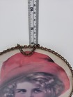Vintage Flue Cover Victorian Style Girl Wavy Hair Red Hat Glass Chain Border 8   