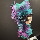 Unique Creation Signed Numbered Porcelain Mask Teal Purple Feather Art Deco