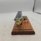 Vtg Kaleidoscope Stained Glass Leaded Marble Walnut Base
