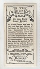 Cigarette Card  30 Rt Hon David Lloyd George Politics