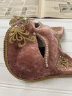 Vintage Venetian Hand Made Pink Cat Mask From Italy Rare One Of A Kind