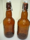 Grolsch Beer Bottles - Vintage Brown Glass - Set Of 2