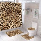  4pcs Leopard Print Shower Curtain Sets With Rugs  Trendy Leopard Print