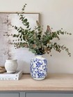 Blue And White Porcelain Vase Large Chinoiserie Floral Vintage Tall Blue Ceramic