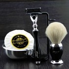 6 Piece Men s Shaving Set 3 Edge Razor 3   Pure White Badger Brush Gift Him