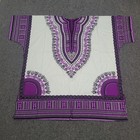 Big Mama One Size Dashiki Shirt Unisex Purple White African Print Boho Top