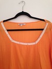 Womens Long Sleeve Shirt Casual Blouse Loose Top T Shirt Orange
