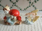 Vintage Porcelain Aquarium Mermaid   Mushrooms Figurine   Fish Ornament 