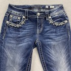 Miss Me Jeans Womens 27 Blue Denim Pants Skinny Fit Embellished Rolled Hem