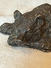Antique Metal Silver Plate Victorian Bear Stamp Box   Holder