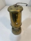 Antique Vintage British Coal Miner s Lamp Brass With Glass And Hanger