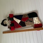 Vintage House Of Hatten Christmas Stocking 3d Old World Santa Velvet Crazy Quilt