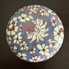Vintage Chinese Cloisonne Pill Box Enamel Flowers Blooms Brass Trinket Lid 3   