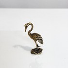 Vintage French Brass Heron Figurine Gold Bronze Bird Statue Handmade Decor 2 In