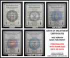 Mc-nice  Navy Oath Of Enlistment Certificate Name   Date Personalized 