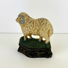Vintage Cast Iron Rustic Small Ram Sheep Painted Door Stop 3  Tall