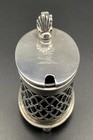 English  Sterling Silver Condiment Jar   Mustard Pot  Cobalt Insert Birmingham