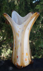 Antique 1930s Art Deco End Of Day Splatter Czech Art Glass Swung Vase Large 15 