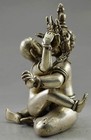 Decorated Old Handwork Visual Arts Tibet Silver Carved Happy Buddha Statue