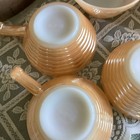 6vintage Fire King Oven Ware Peach Lustre Bowls Handles Beehive Mint Condition