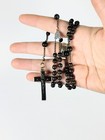 Antique French Catholic Rosary Ebony Wood Beads Italian Silver Crucifix