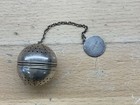 Rare Antique Sterling Silver Tea Ball With Sterling Chain  Free Shipping