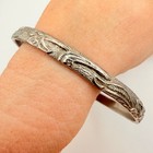 Vintage Taxco Mexico Alpaca Silver Bangle Bracelet Floral Repousse 8 Inch