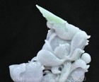 6 8  Chinese Natural Jadeite Jade Carved Lotus Flower Animal Fish Statue