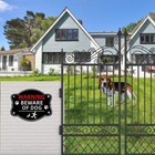 2 Pack Beware Of Dog Signs  10x8 Inch Reflective Aluminum Metal Black 