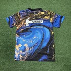 Hammer Coolwick 1 4 Zip Bowling Shirt Jersey Blue Gold Liquid Marble Mens Small