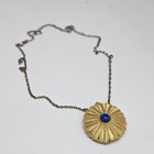 Estee Lauder Solid Perfume Pendant Blue Cabochon Empire Necklace Compact Vintage