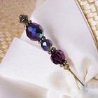 Hatpin With 3 Sparklling Purple Crystals - 6    Long In Gold Finish Setting