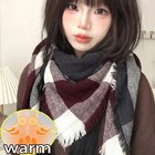 Women   s Plaid Scarf Large Square Tartan Shawl Wrap With Tassels Warm Soft