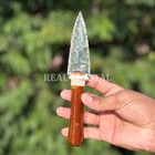 Crystal Quartz Glass Knife   Large Arrowhead Athame With Wooden Handle Dagger