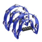  Tambourine Metal Half Moon Musical Instruments Double Row Metal Jingles Blue