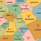 Georgia Counties Map - Standard - 36  X 36 5  Laminated