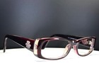 Vtg Jubilee Burg Crystal Womens Burgundy Rectangle Eyeglasses Frames Only