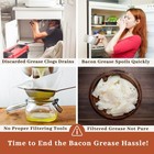 Bacon Grease Container With Strainer - With Food-grade Silicone 24oz  Beige