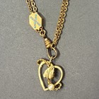 Vintage 12k Gold Filled Watch Chain Fob Necklace  Slide  Swivel Dog Clip  Heart