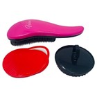 Detangling Hair Brush Set 3 Count Soft Plastic Bristles Gentle Tangles
